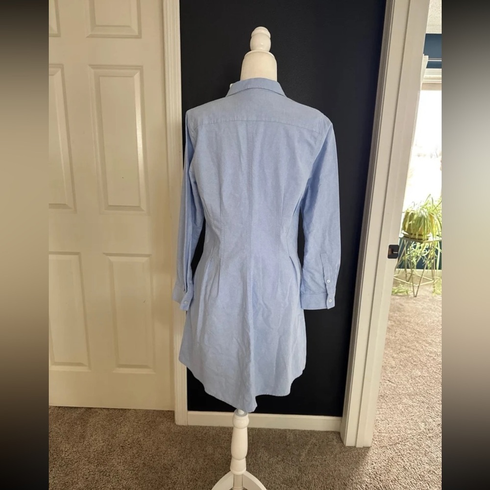 Untuckit Cotton Oxford Jules Shirt Dress in Light Blue
 size 12 - Picture 10 of 12